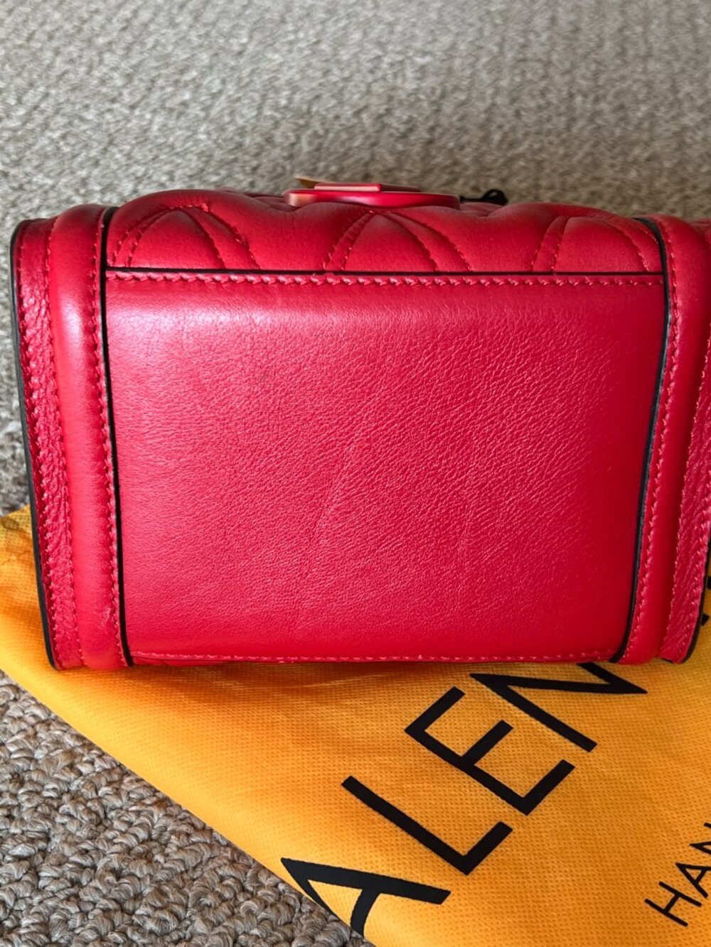 Valentino Eva Diamond Red Leather Quill Leather Crossbody Bag - Picture 8 of 12